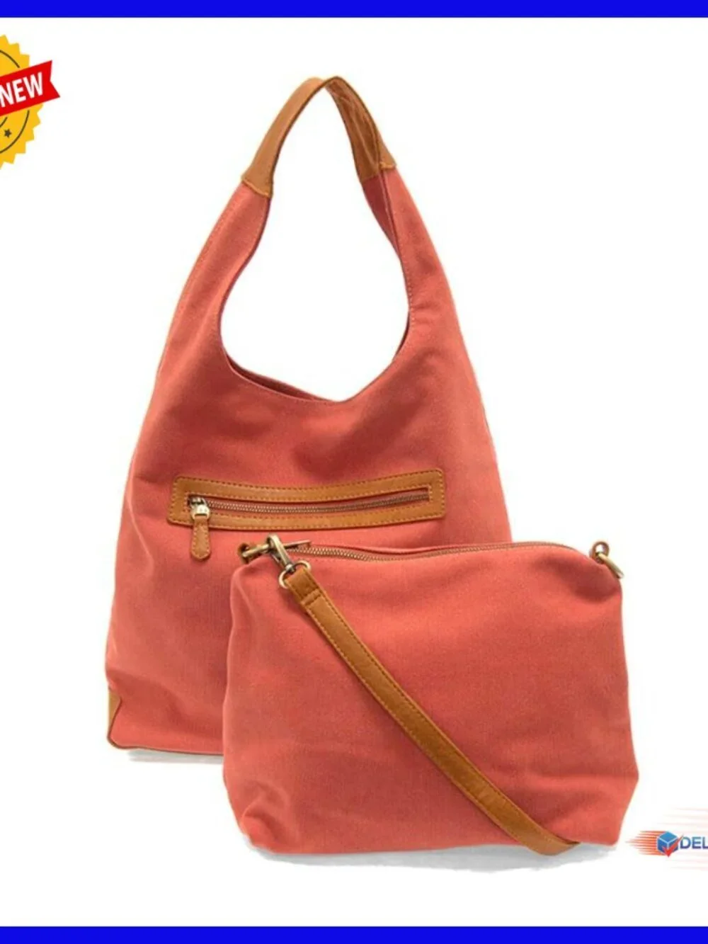 Canvas Hobo Bag with Removable Crossbody Insert, Padded Shoulder Strap
